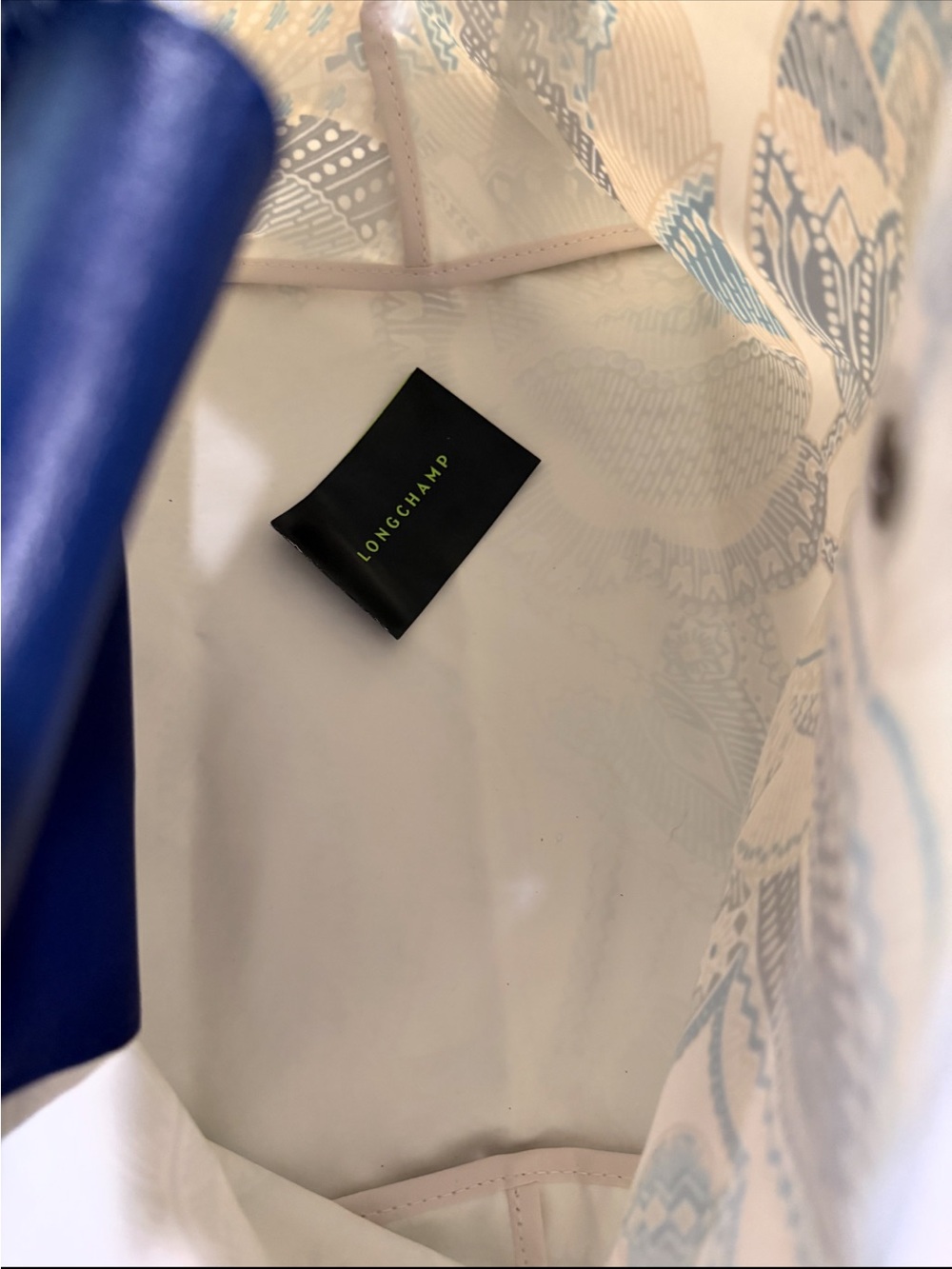 Longchamp Le Pliage Bag | Blue | Floral | Designer Luxury - Picture 6 of 8